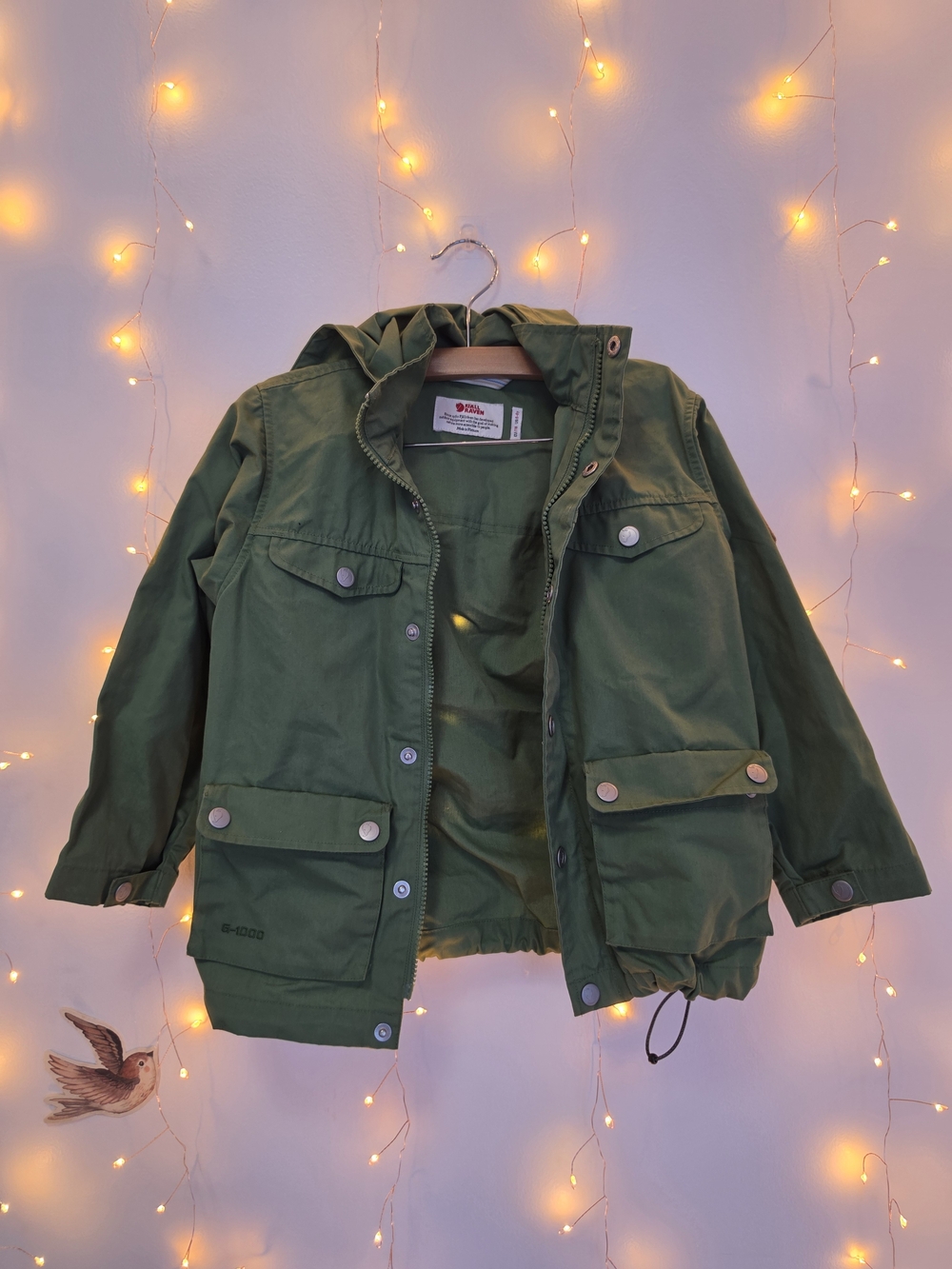 Fjallraven Kids Olive Green Hooded Raincoat